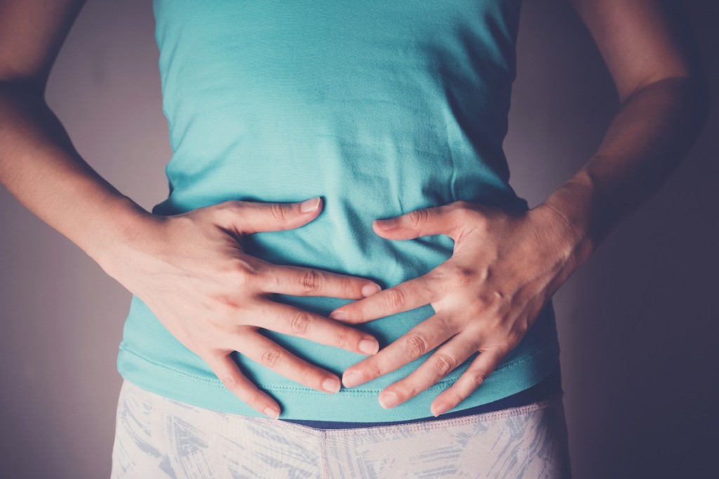 woman hands on her stomach, probiotics food for gut health, havi