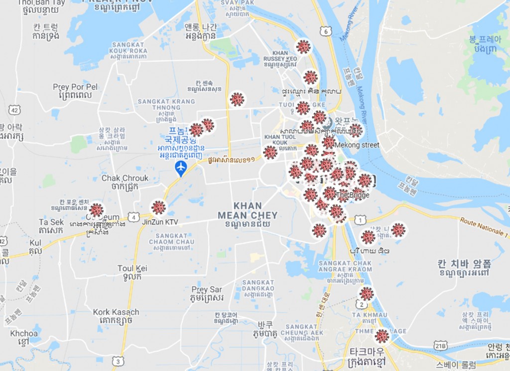 코로나 프놈펜 지도