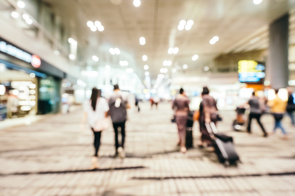 Abstract blur and defocused changi aiport terminal interior